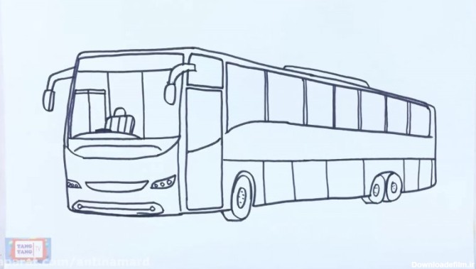 نقاشی اتوبوس مدرسه - نحوه کشیدن اتوبوس - رنگ آمیزی اتوبوس ...