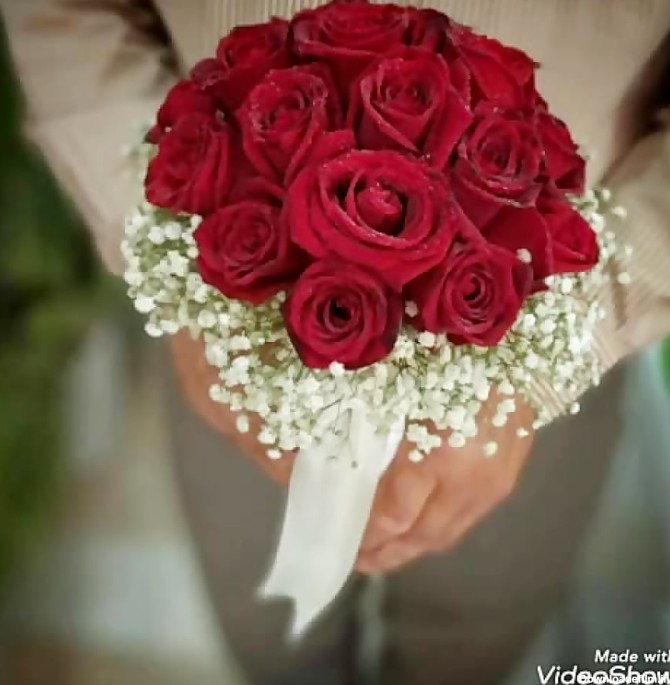 عکس دسته گل عروس سفید و قرمز