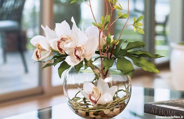 شیشه‌های دکوری با گل مصنوعی