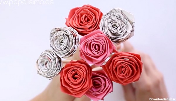 ساخت گل رز با کاغذ رنگی