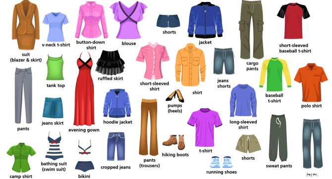 انواع لباس ها به انگلیسی (مردانه و زنانه) ، اصطلاحات انگلیسی لباس