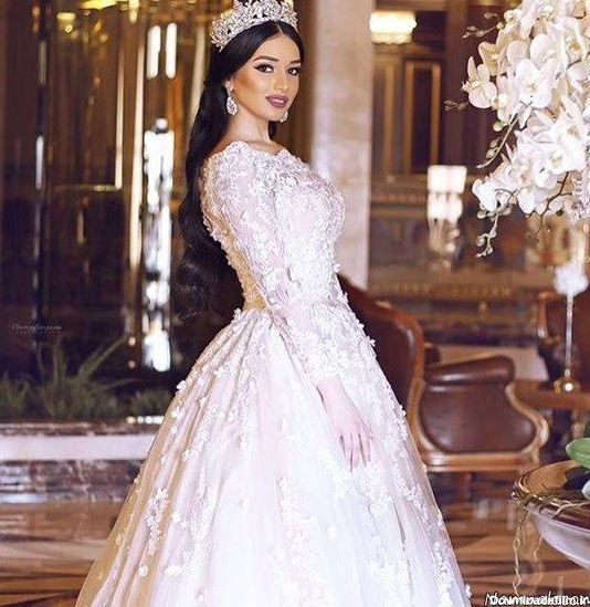 لباس عروس ترکیه ای لاکچری آستین گیپور؛ باشکوه ترین لباس عروس هایی ...