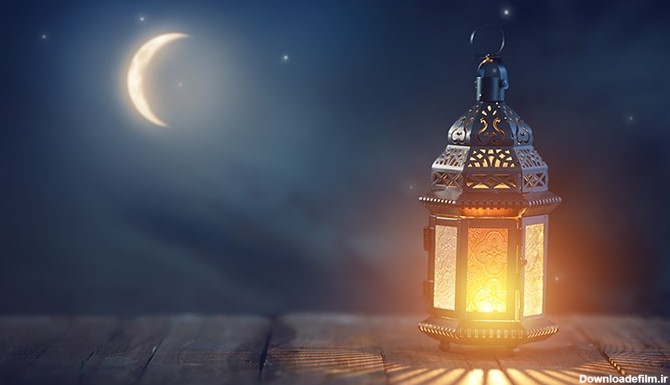 تصویر ماه رمضان طرح فانوس روی میز و هلال ماه | فری پیک ...