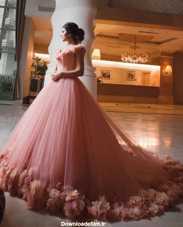 عکس مدل لباس عروس جدید با رنگ صورتی جذاب با کیفیت بالا