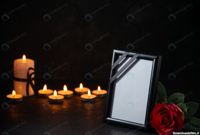 قاب عکس مشکی با شمع و گل سرخ - مرجع دانلود فایلهای دیجیتالی