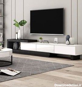خرید جدیدترین مدل های میز تلویزیون سفید و چوبی شیک