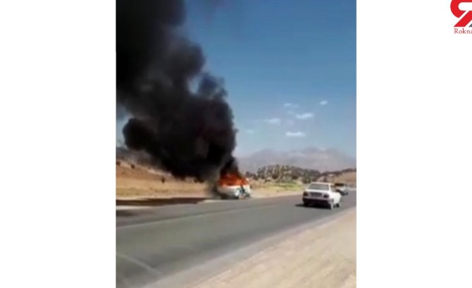 فیلم به آتش کشیدن ماشین پلیس توسط شوتی های قاچاقچی ! / شلیک مرگ پلیس به قاچاقچی در چهارمحال و بختیاری + عکس جنازه