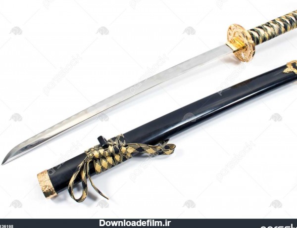ژاپنی شمشیر کتانا سامورایی جدا شده در سفید 1136198