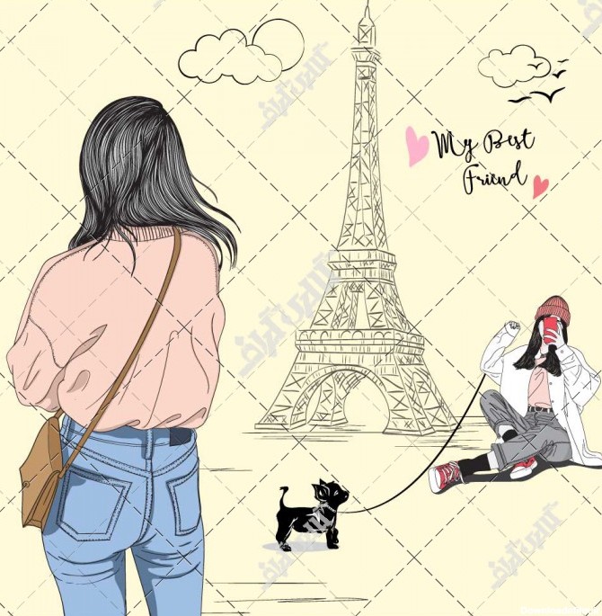 عکس سلفی دختر کنار برج ایفل فرانسه