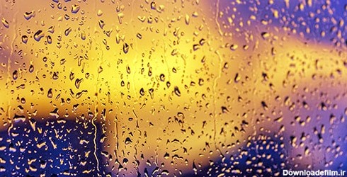 تصویر قطرات باران روی شیشه و غروب آفتاب | فری پیک ایرانی | پیک فری ...