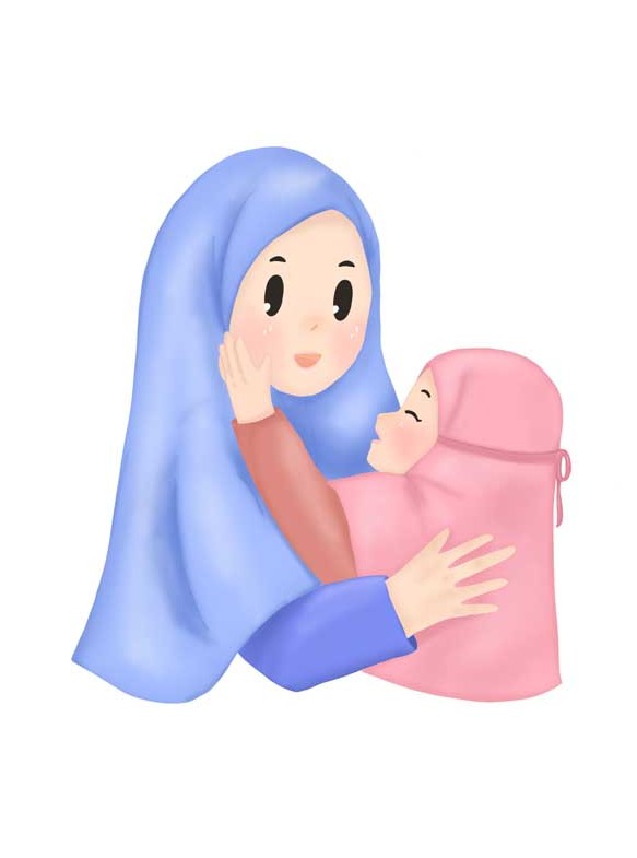 طرح لایه باز کلیپ آرت دختر و مادر با حجاب