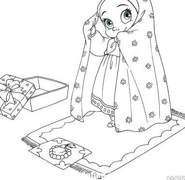 عکس کارتونی دختر در حال نماز خواندن