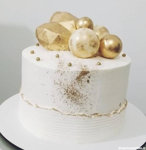 خرید و قیمت کیک تولد طرح سفید طلایی | ترب