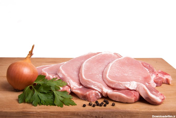 دانلود عکس استوک گوشت خام خوک با سبزیجات و ادویه 132783 - پی اس دی فا