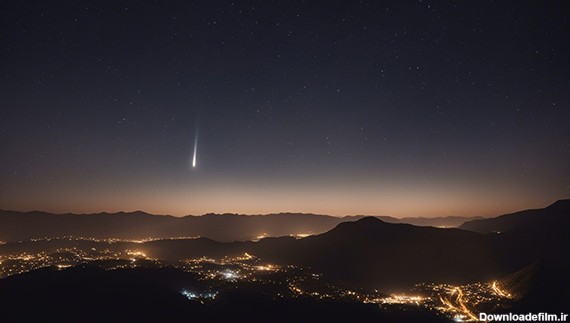 ستاره دنباله دار در آسمان شب