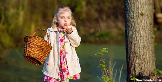 تصویر دختر بچه زیبا با سبد چوبی در طبیعت | فری پیک ایرانی | پیک ...
