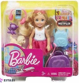 عروسک باربی بچه مسافرتی مدل Barbie Travel ​Chelsea Doll - زیتازی