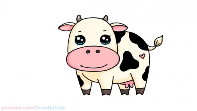 آموزش نقاشی آسون یک گاو ماده کارتونی!