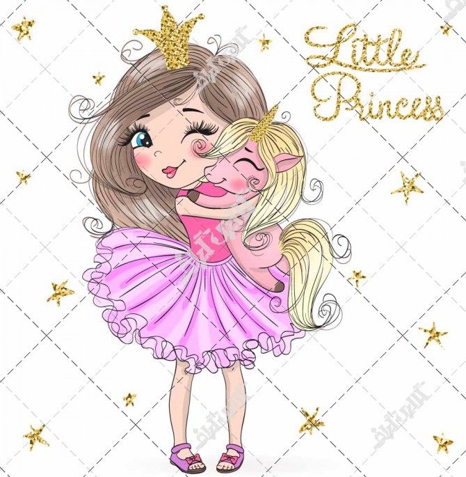 دانلود وکتور شاهزاده خانوم دختر بچه زیبا کارتونی
