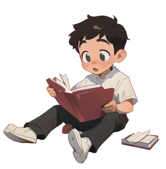 دانلود طرح پسر بچه در حال مطالعه کتاب