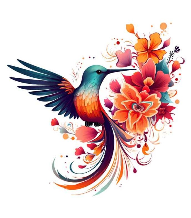 دانلود طرح پرنده رنگی و گل های رنگی