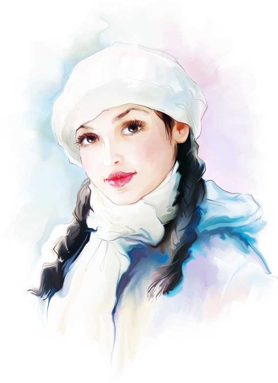 دانلود تصویر نقاشی دختر با لباس زمستانی | تیک طرح مرجع گرافیک ایران