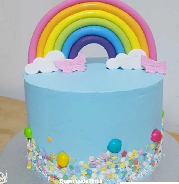 عکس کیک تولد دخترانه رنگین کمان ❤️ [ بهترین تصاویر ]