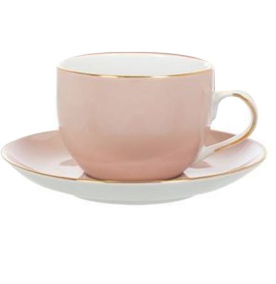 خرید فنجان و نعلبکی چای خوری مدل MIST رنگ سفید/صورتی کد 652636s + ...