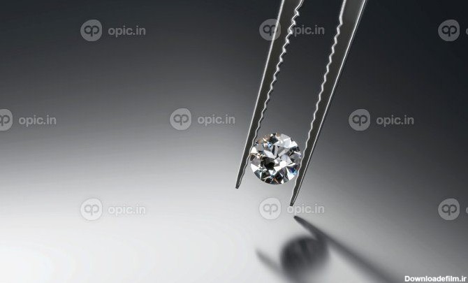 دانلود عکس الماس در موچین جدا شده بر روی پس زمینه براق سه بعدی | اوپیک