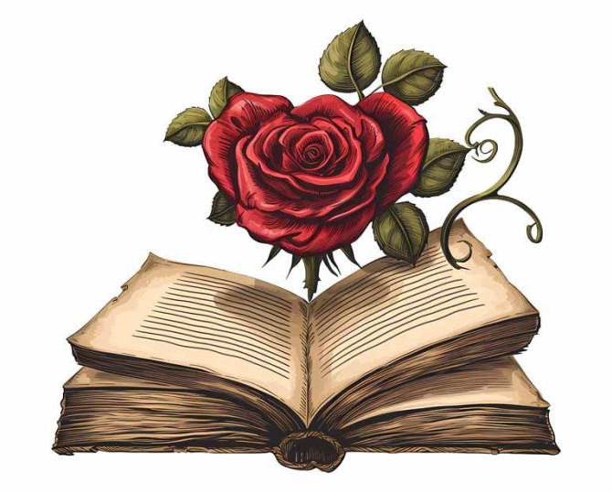 دانلود طرح کتاب با گل رز