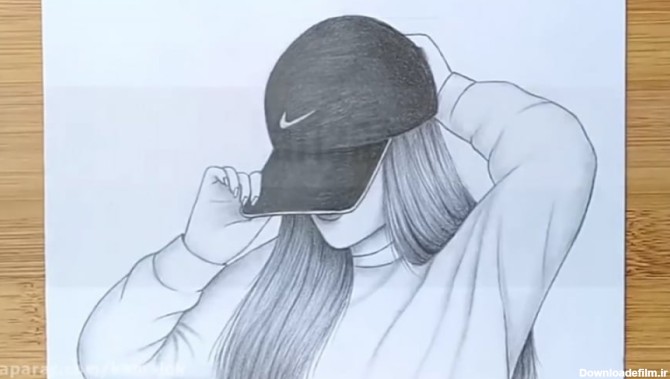 طراحی دختر با کلاه