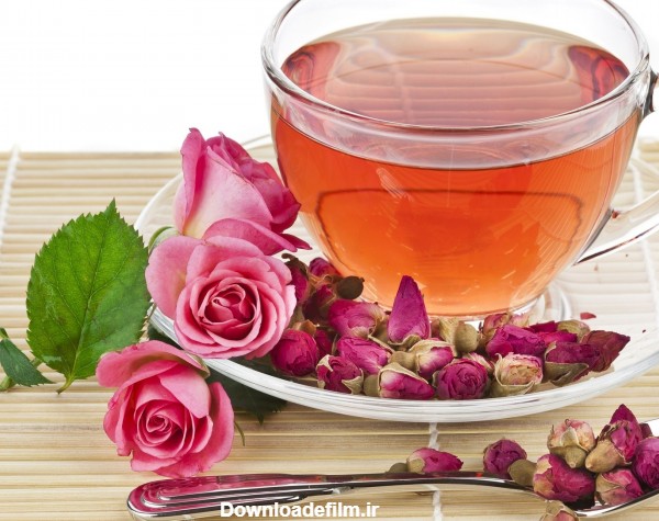 عکس فنجان چای و گل صورتی - imgfa.ir