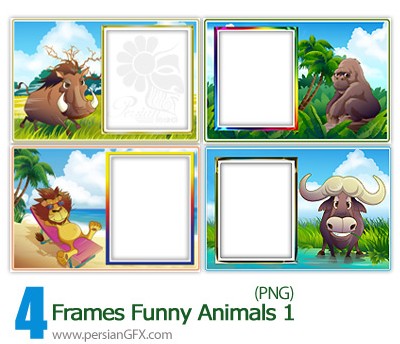 مجموعه قاب حیوانات کارتونی شماره یک - Frames Funny Animals 01