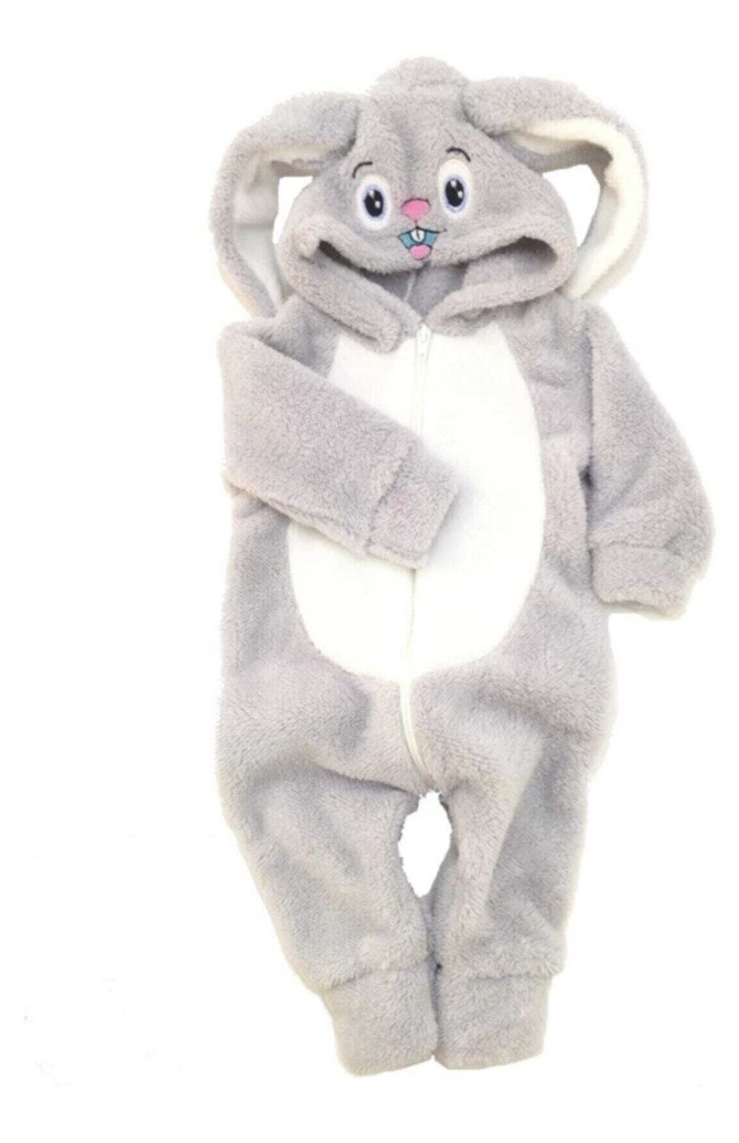 سرهمی زمستانی عروسکی بچه گانه زیپی مدل خرگوش خاکستری روشن برند ...