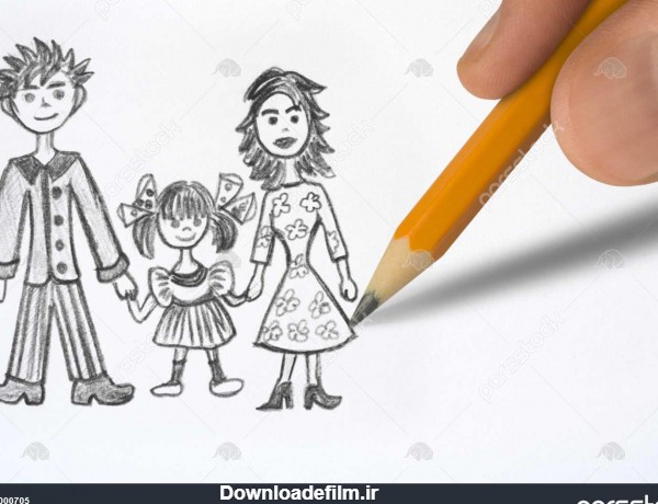 طراحی خانواده شاد ، مداد در نزدیک دست 1000705
