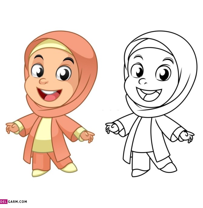 20 نقاشی شیک و باکلاس با موضوع حجاب برای رنگ آمیزی کودکان