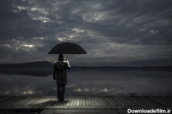 عکس غمگین مرد تنها با چتر man umbrella sad dark