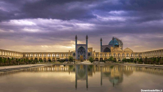 نمای زیبای غروب مسجد شاه در میدان نقش جهان