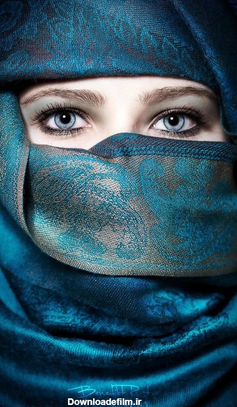 خرید تابلو پذیرایی حجاب استایل روسری و چشم آبی عکس دختر با حجاب + ...