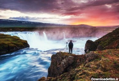دانلود عکس آبشار زیبای ایسلندی هودافوس