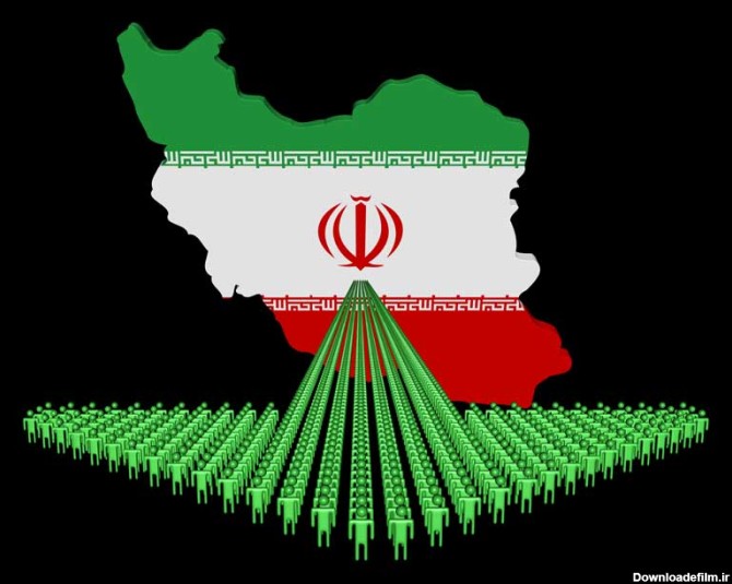 تصویر با کیفیت نقشه پرچم ایران و فلش سبز