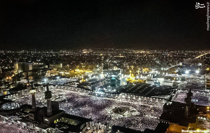 عکس هوایی از مراسم شب احیاء در حرم مطهر امام رضا(ع)