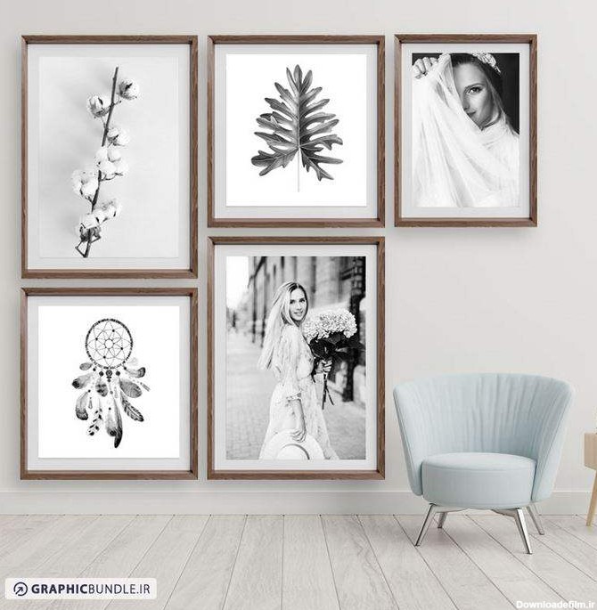 مجموعه 5 تابلو عکس سیاه و سفید با طرحهای متنوع با فرمت jpg