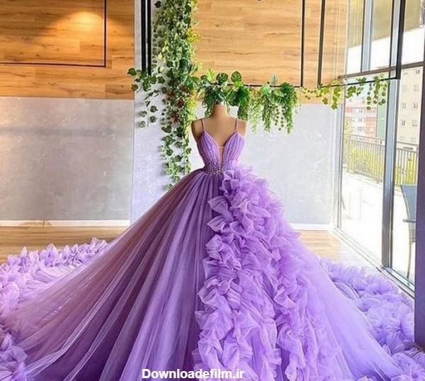 لباس عروس بنفش در طرح ها و مدل های شیک و جدید