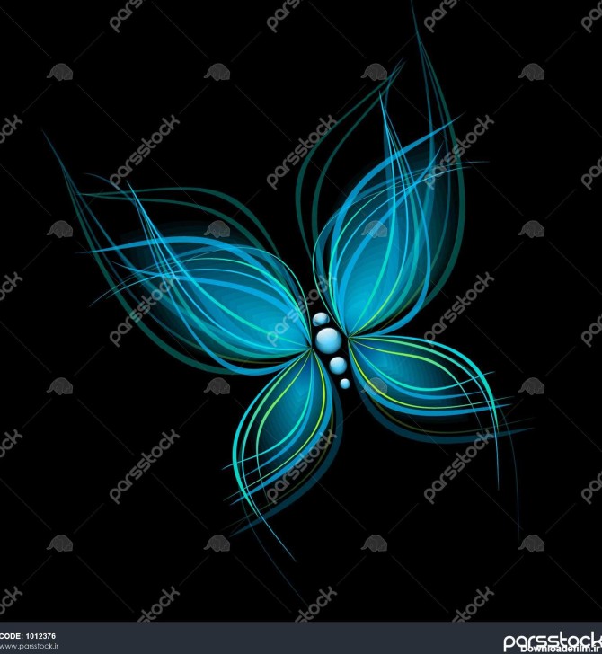 پروانه آبی روشن جدا شده در پس زمینه سیاه 1012376
