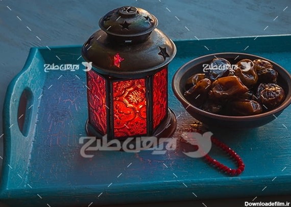 عکس فانوس ماه رمضان و تسیح و خرما