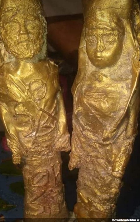 کشف گنج نفیس از جنس طلا هنگام ساخت طلا ! / تمثال زن و مرد اط طلای ...