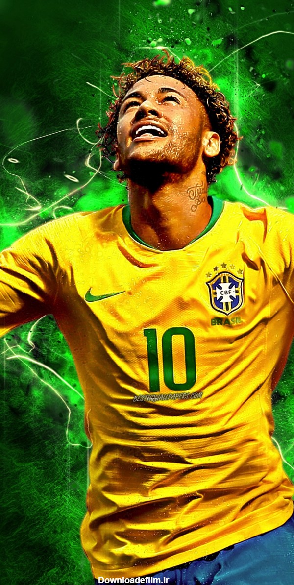 عکس زمینه نیمار با لباس طلایی تیم فوتبال برزیل پس زمینه
