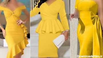 مدل لباس مجلسی رنگ زرد