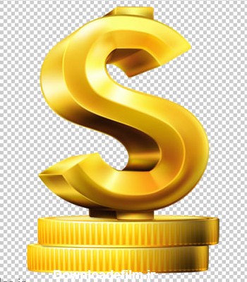 دانلود علامت دلار طلایی پایه دار بصورت فایل دوربری شده فاقد پس زمینه